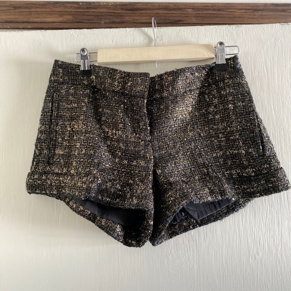 Express Tweed Gold Thread Shorts
